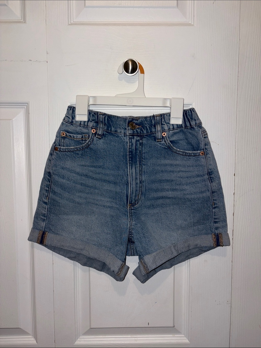 Garage Classic High-Waist Denim Shorts in Light Blue